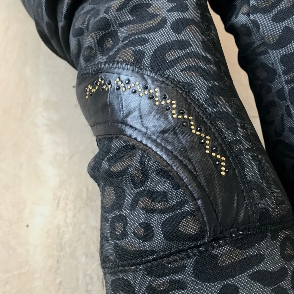 Gray Fur Lined Leg Warmers Warm Leggings Fleece Thigh Highs Leopard Cheetah NEW - Picture 3 of 8